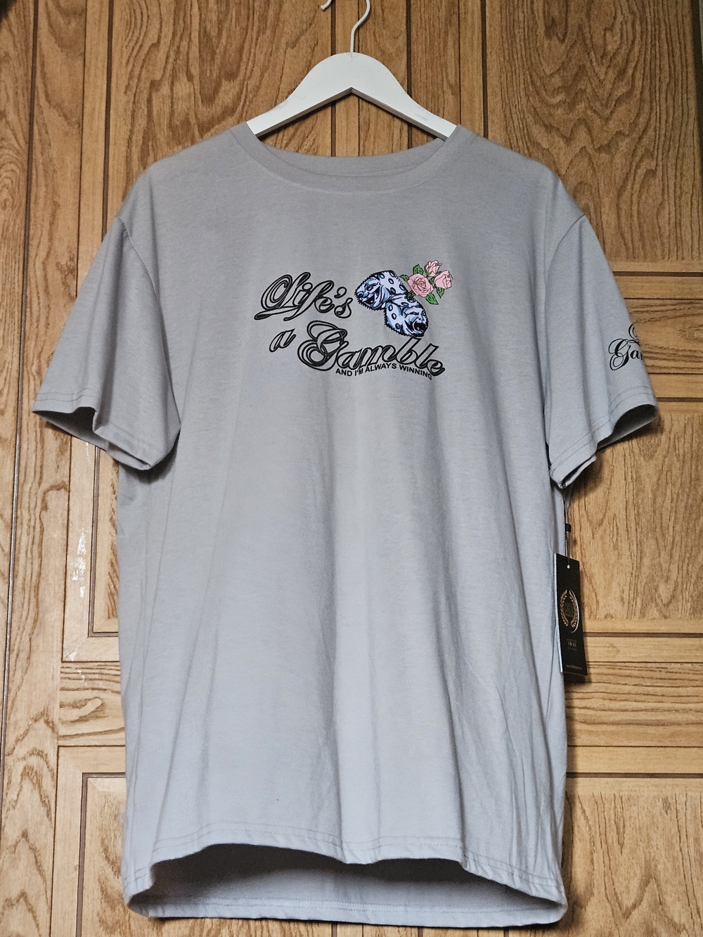 Men's Embroidery Graphic Tee - Light Gray